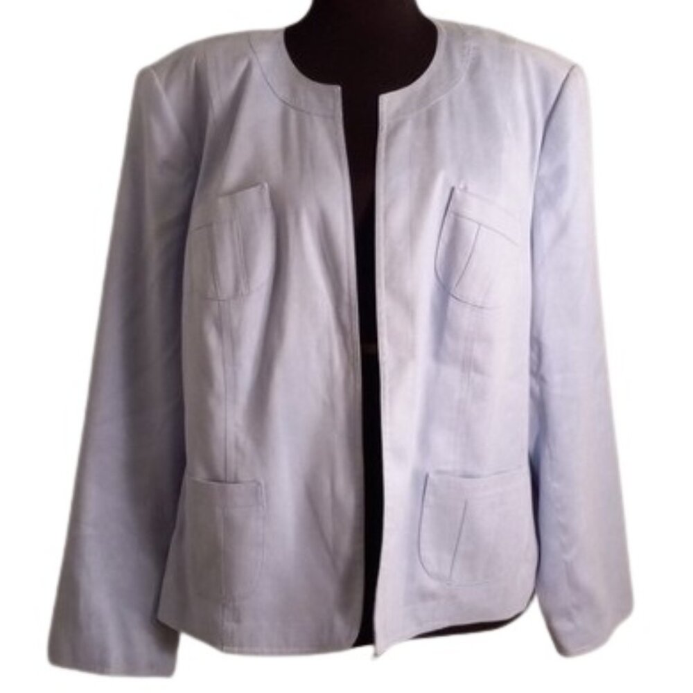 Talbots 18W Petite Blue Blazer Jacket Lined Pockets